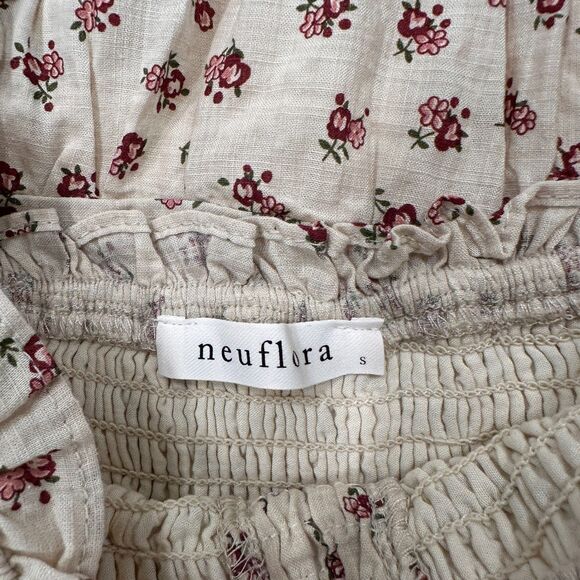 Neuflora Brookfield Dress Puff Sleeve Smocked Bodice Floral Midi | Size S - Picture 8 of 11